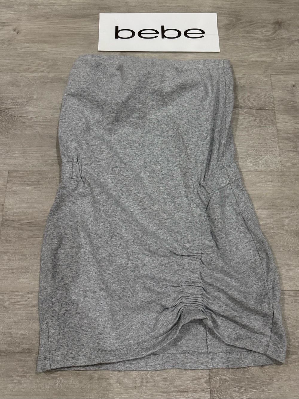 Ph8 by BEBE Strapless Ruched Athleisure/ Beach Cover Up Heather Gray - XS